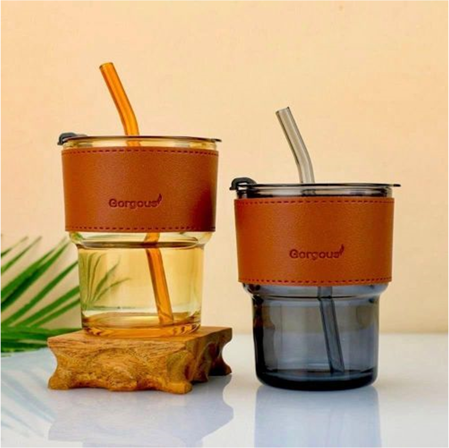 Leather Sleeve Mug With Straw - Image 2