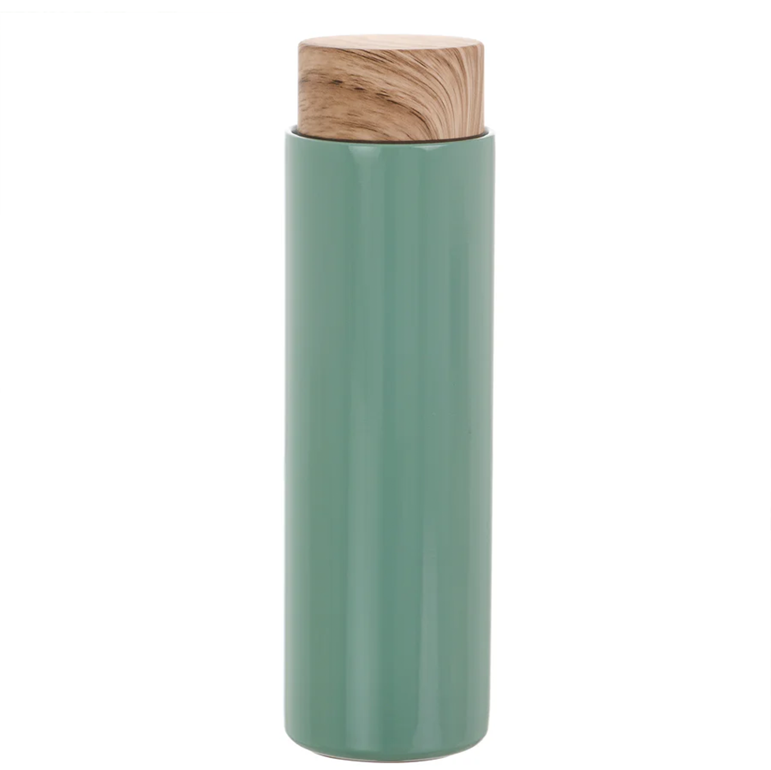 Colored Flask With Wooden Cover - Image 2