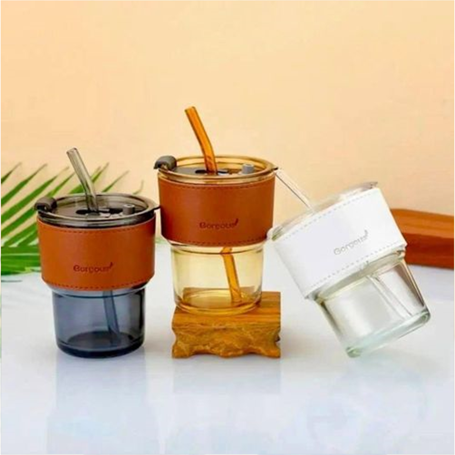 Leather Sleeve Mug With Straw - Image 3