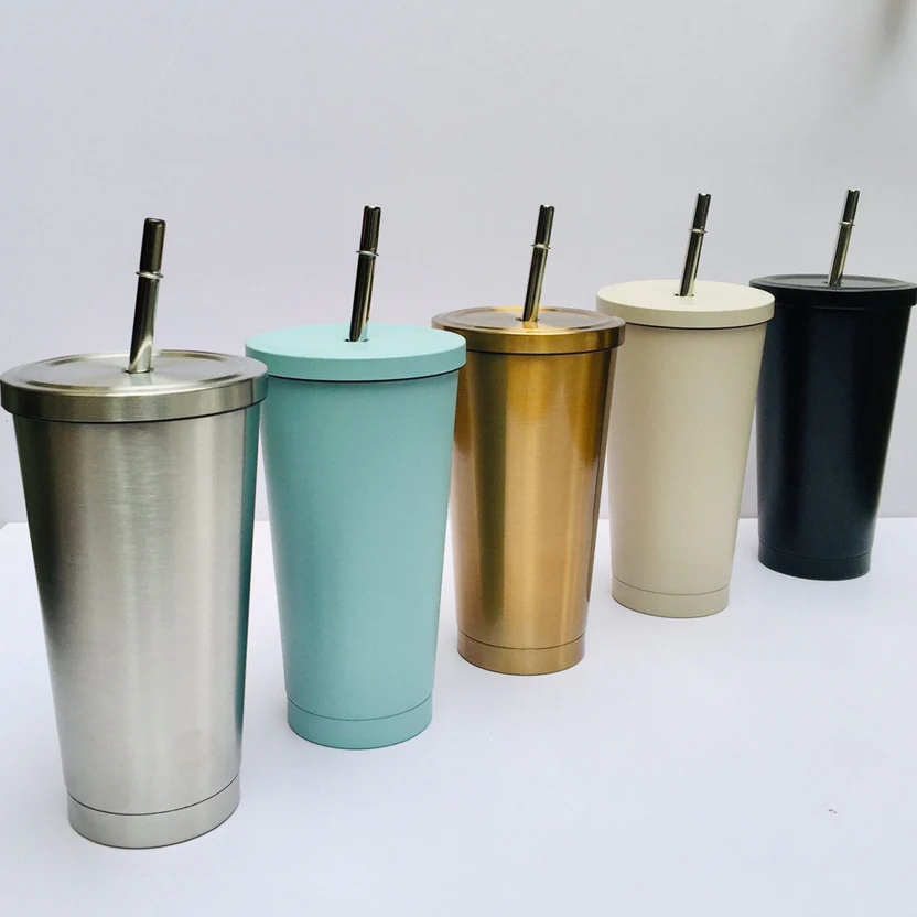 Metal Flask With Gold Straw - Image 2