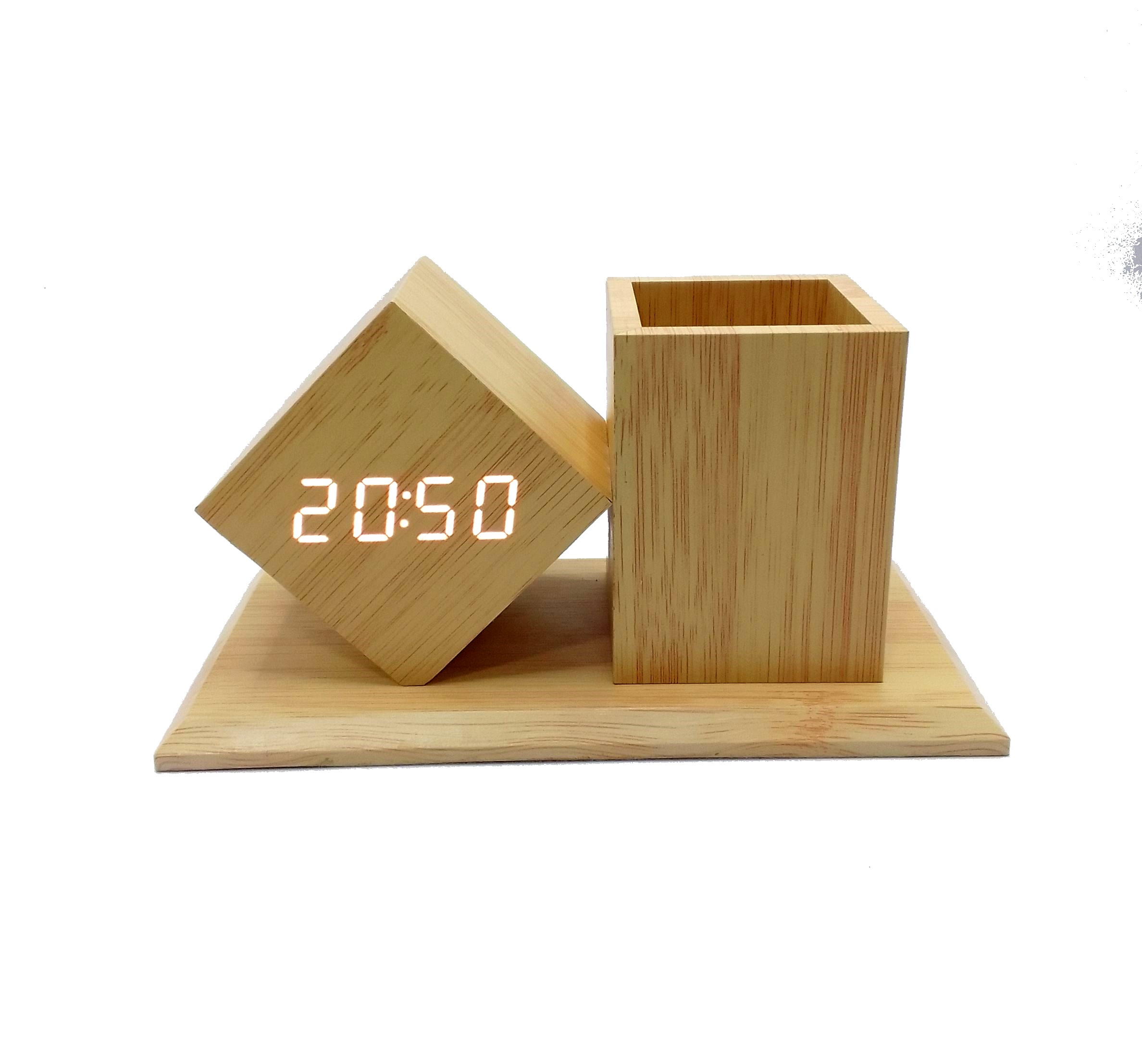 Wooden Clock & Pen Holder