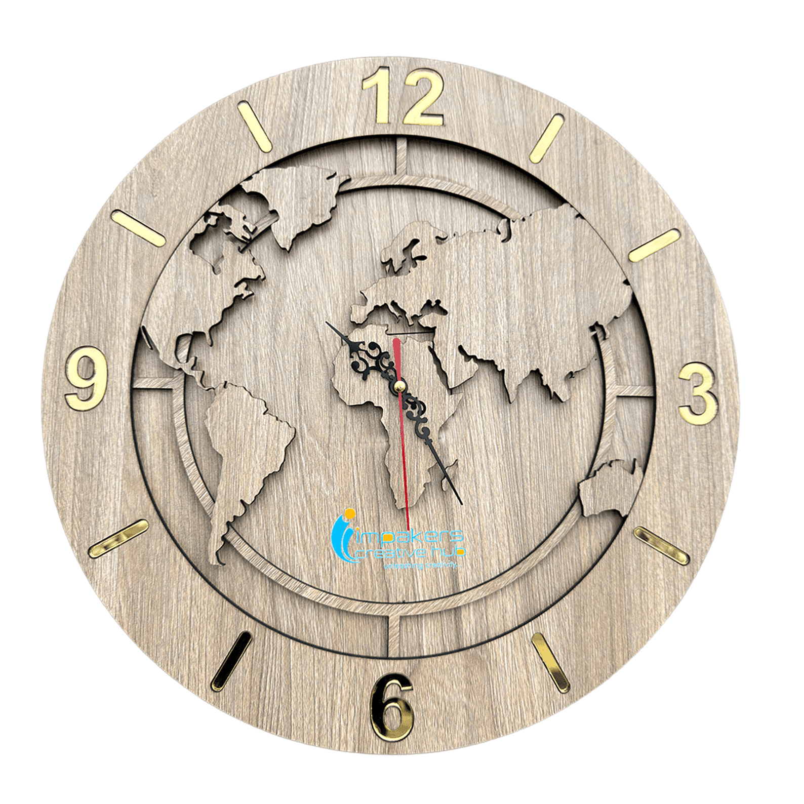 Customizable Wooden World Map Clock