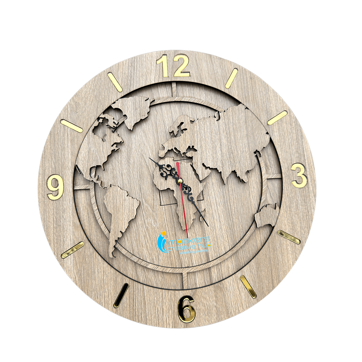 Customizable Wooden World Map Clock
