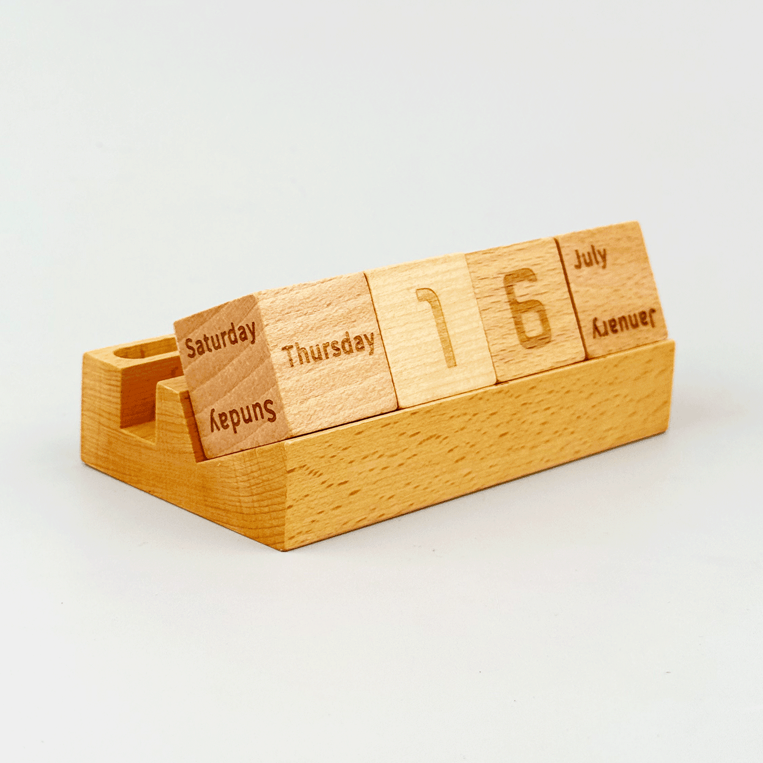 Bamboo Block Desk Calendar & Pen Holder